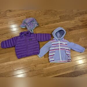 Patagonia Puffer Coat Hat And North Face Fleece Zip Up Hoodie